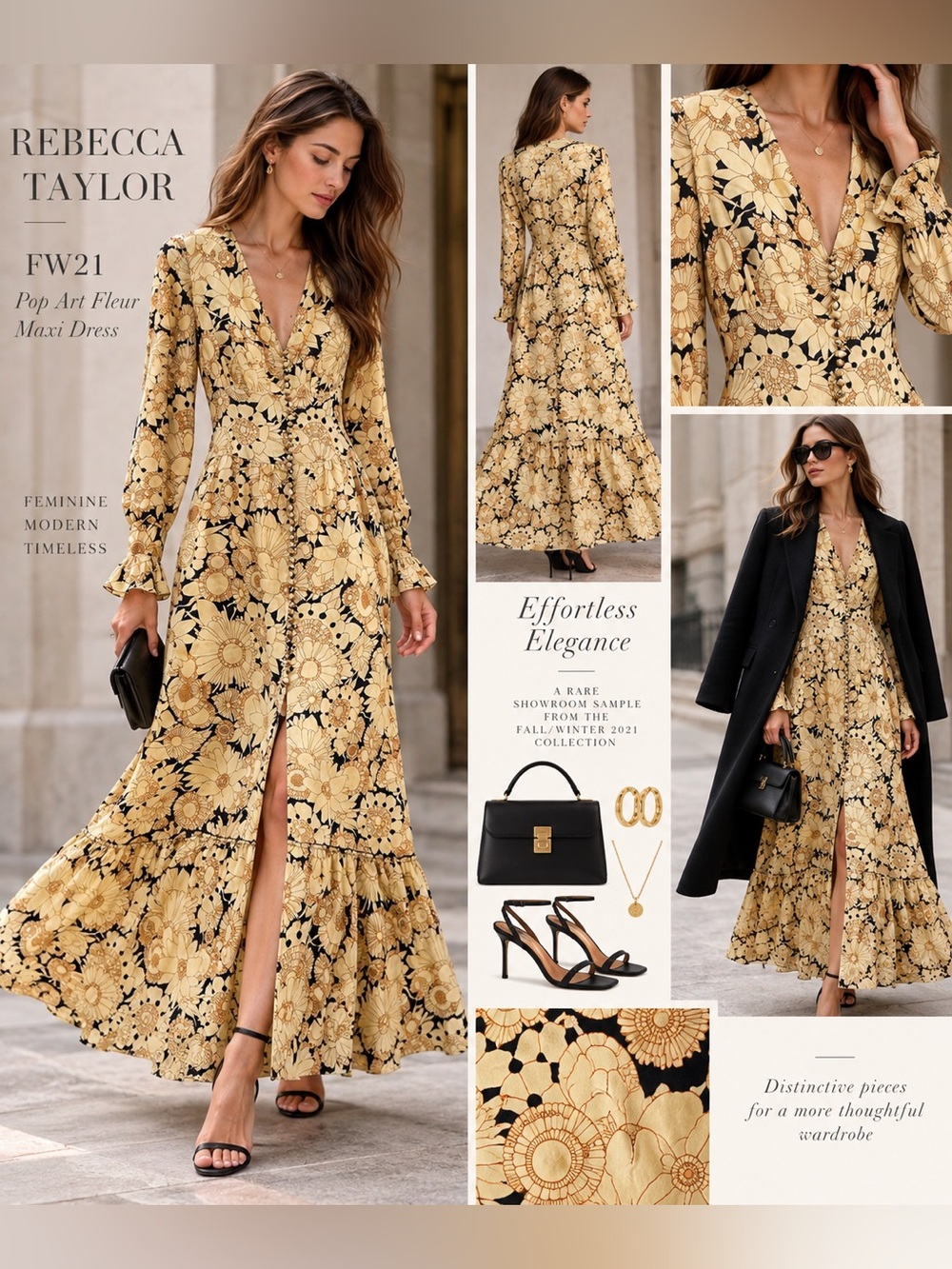 Rebecca Taylor FW21 Pop Art Fleur Maxi Dress Size 2 SMS Showroom Sample